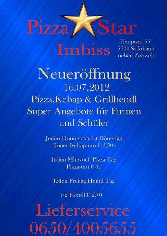 Speisekarte von Imbiss Scenario pizza, Sankt Johann im Pongau