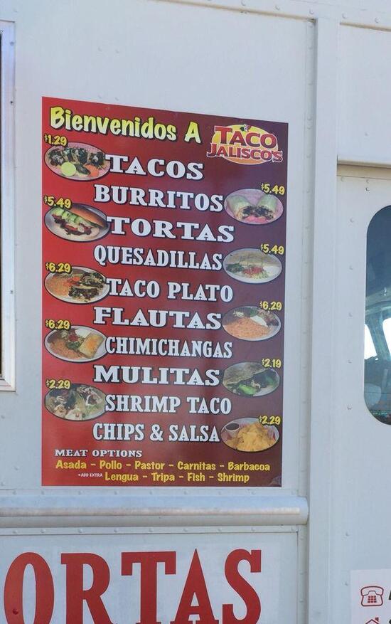 Carta del restaurante Taco Jalisco, Cartersville, 199 N Morningside Dr