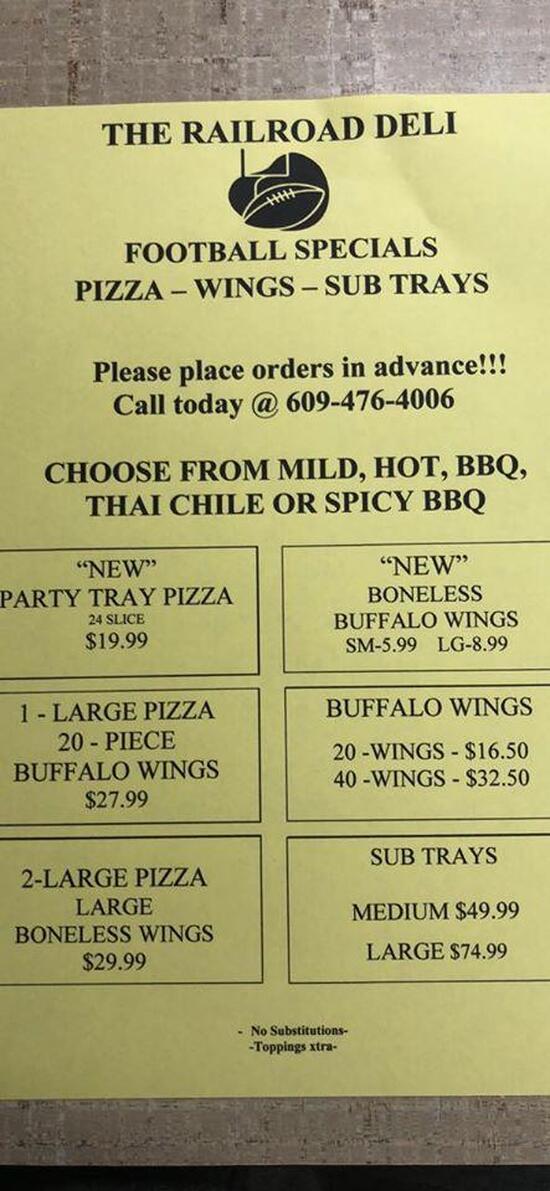 Railroad Deli in Estell Manor Restaurant menu and reviews