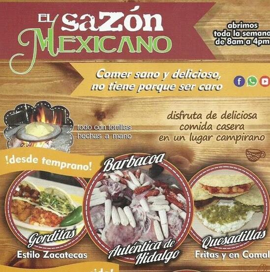 Menu at El Sazón Mexicano restaurant, Irapuato