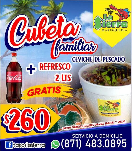 Menu at La sierra tacos y mariscos restaurant, Gómez Palacio