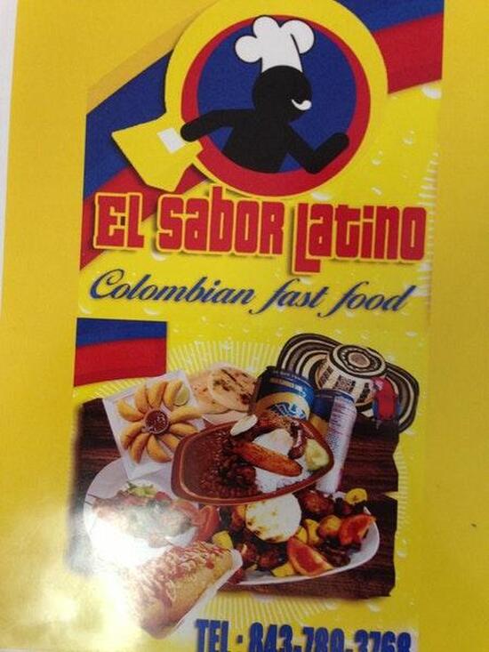 Menu at El Sabor Latino restaurant, North Charleston