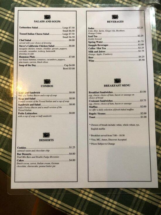 Menu at Plum restaurant, Hagerstown