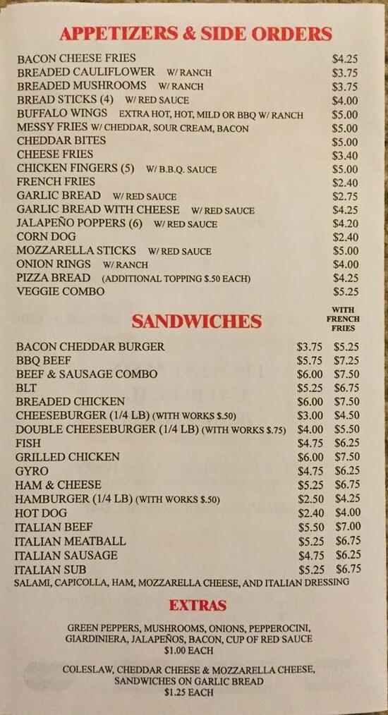 Menu at Rosa's Pizza & Italian Restaurant, Capron