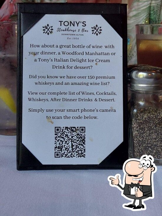 Menu at Tony's Steakhouse and Bar, Alton