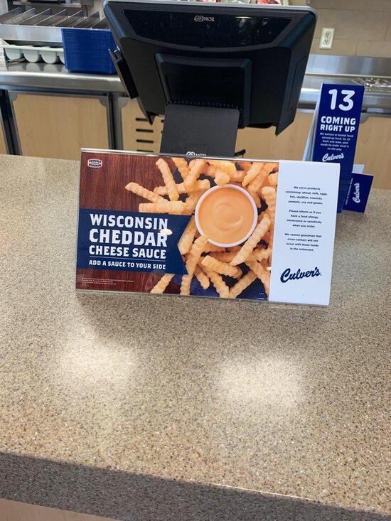 Menu at Culver's fast food, Fort Atkinson