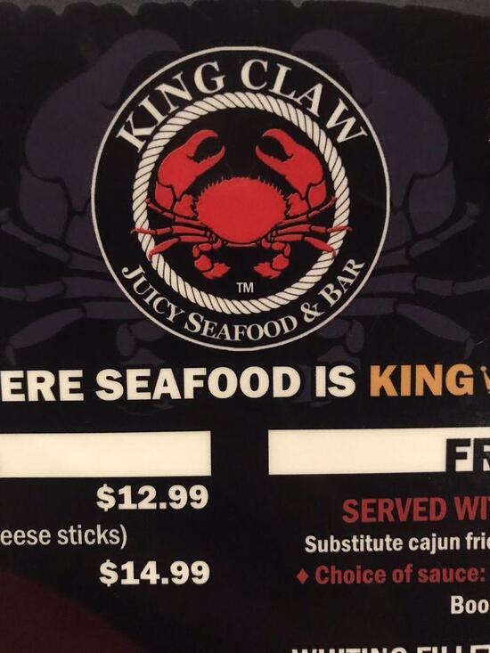 Menu at King Claw Juicy Seafood & Bar, Charleston