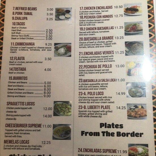 Menu at El Campesino Mexican Restaurant, Hurley