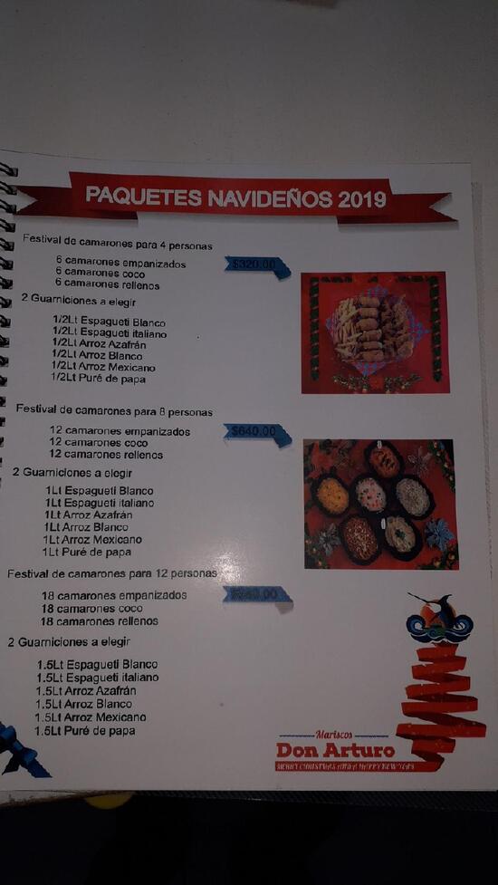 Carta del restaurante Pescaderia Mariscos Don arturo, Monterrey, Torre  Brisas 64780