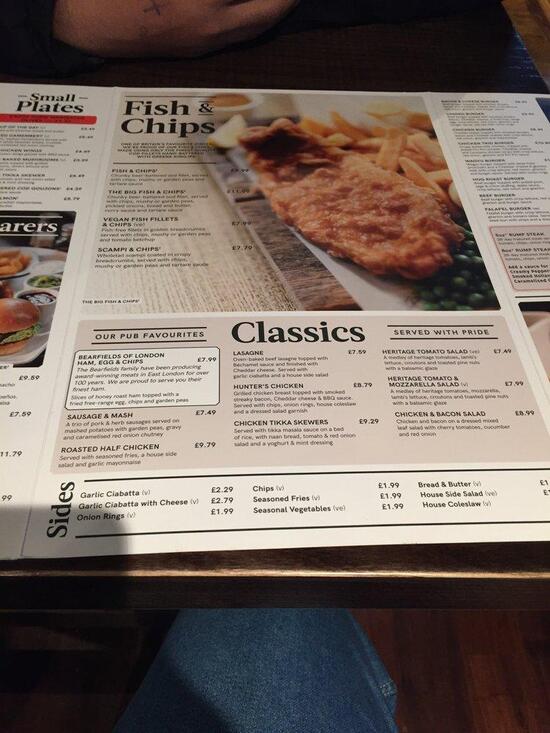 Menu at Pump House pub & bar, Liverpool
