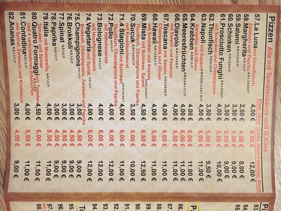 La Luna Restaurant Pizzeria Eisdiele & Lieferservice Menu au La Luna Restaurant Pizzeria und Döner, Dortmund