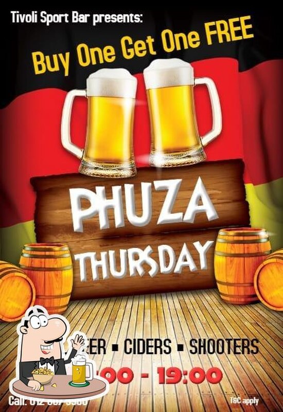 Menu at Tivoli Sports Bar, Pretoria