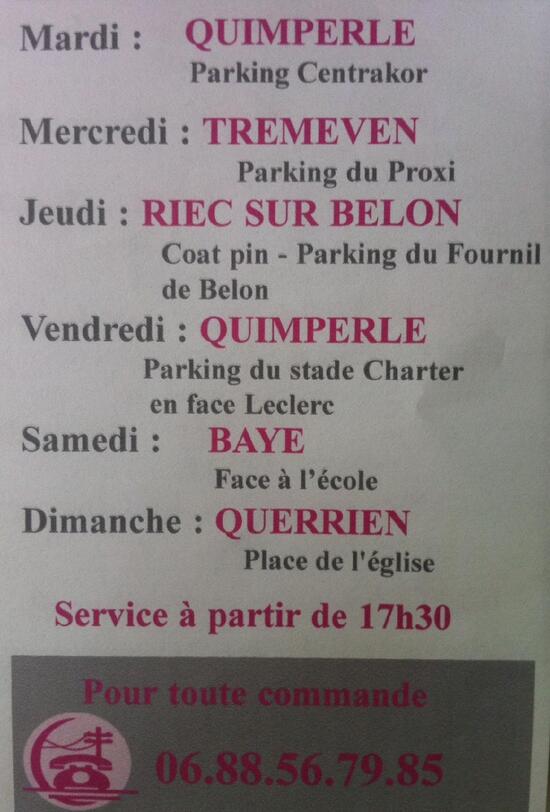 Carta del restaurante Le Marchelino, Quimperlé