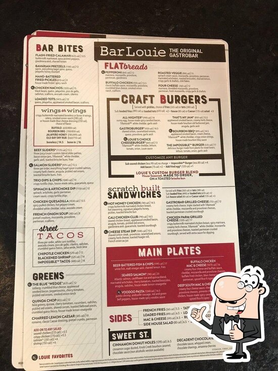 Menu at Bar Louie Carmel, Carmel, W Main St Suite 140