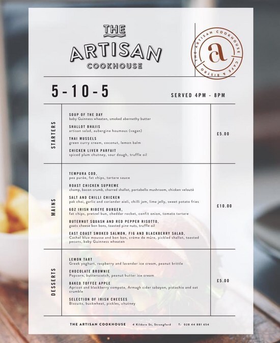 Rb81 The Artisan Cookhouse Menu 