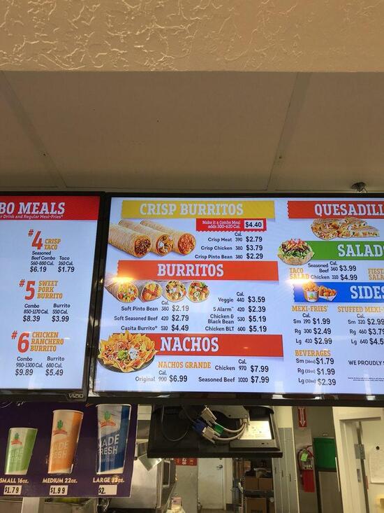 Menu at Taco Time restaurant, Lyman