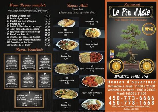 Menu At Le Pin D Asie Restaurant Saint Hyacinthe