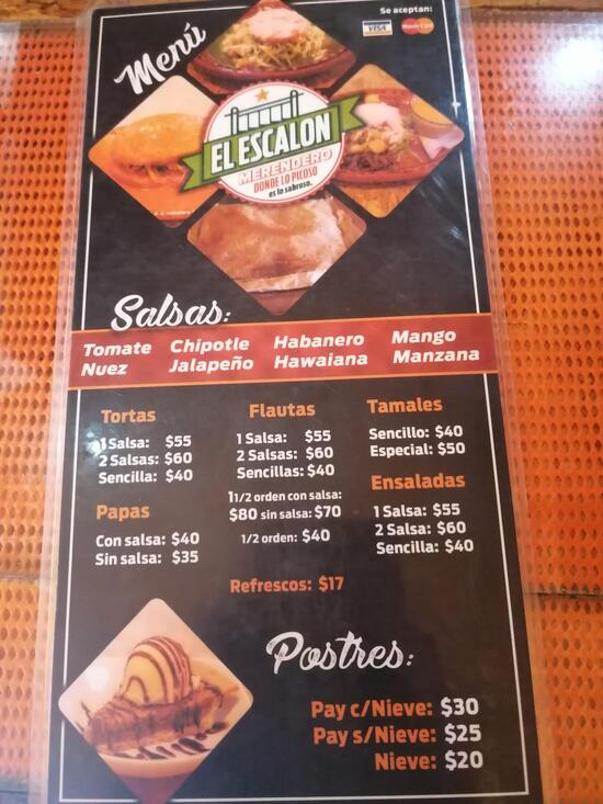 Menu at El Escalon CTM restaurant, Ciudad Cuauhtemoc