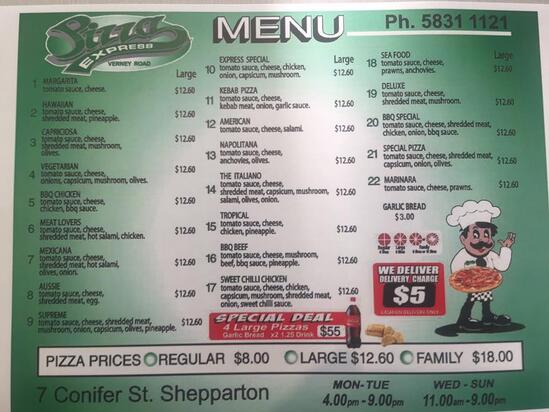 Menu at PIZZA EXPRESS VERNEY ROAD pizzeria, Shepparton