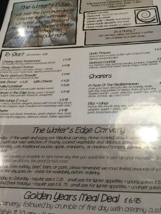 Menu At Water S Edge Restaurant Lytham Saint Annes