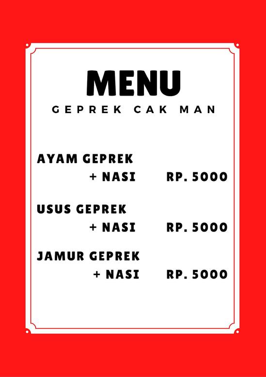 Carta Del Restaurante Ayam Geprek Sks Malang Jl Joyo Tambaksari No