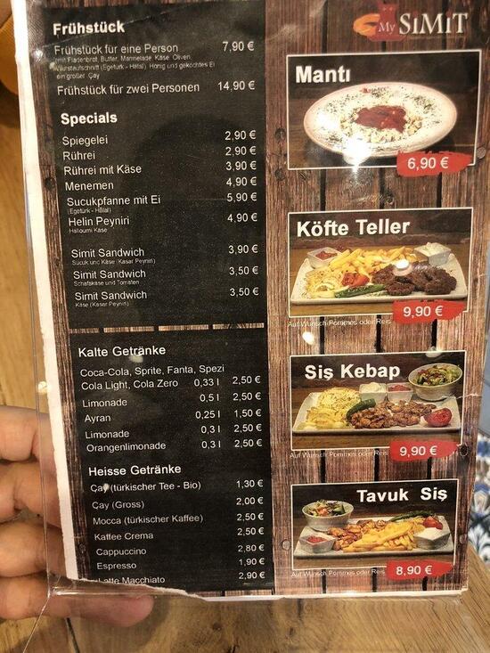 Speisekarte von My Simit cafe, München