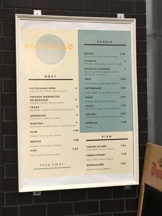 Menu At Bocadillo Ixelles