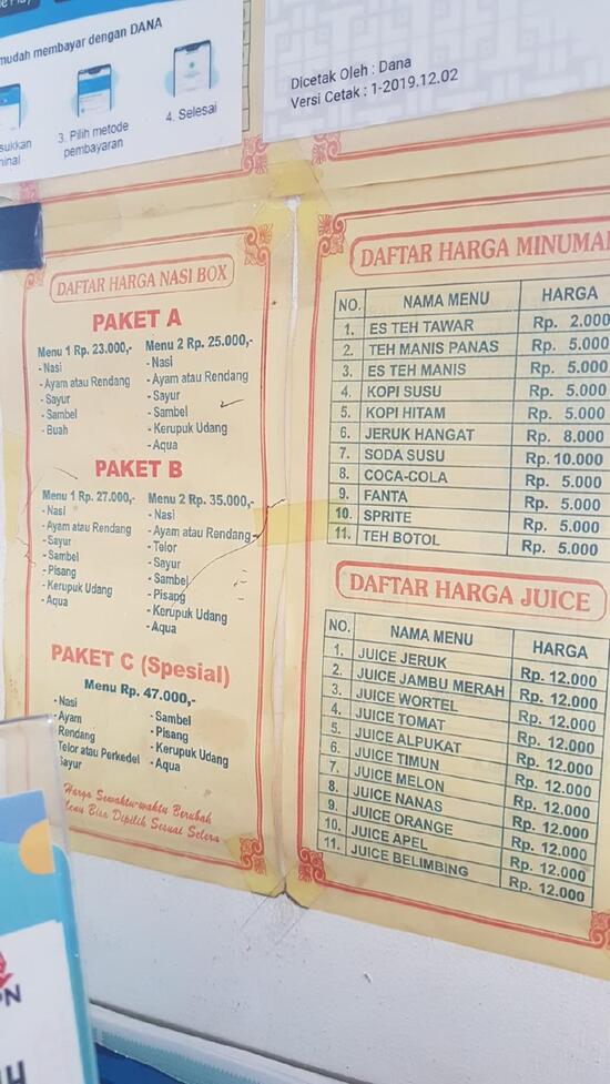 Carta Del Restaurante Rumah Makan Cinto Minang Central Jakarta Jl