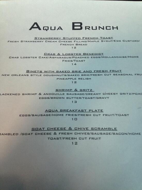 Menu at Aqua Fine Dining restaurant, Plymouth