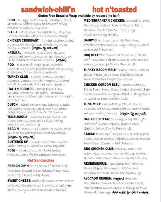 Carta del restaurante Red Scooter Deli, Paso Robles