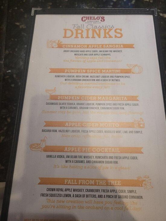 Menu at Chelo's Hometown Bar & Grille, Smithfield, 445 Putnam Pike