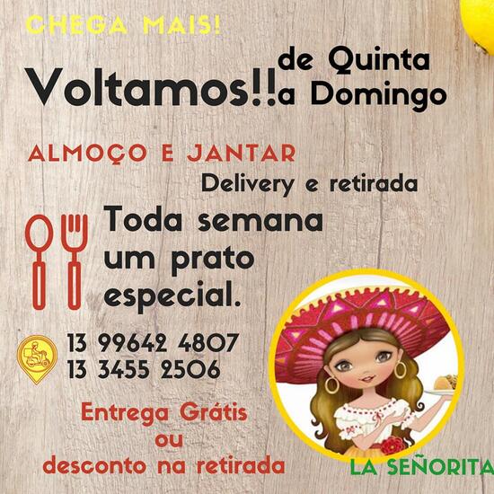 Menu em Restaurante La Señorita, Peruíbe