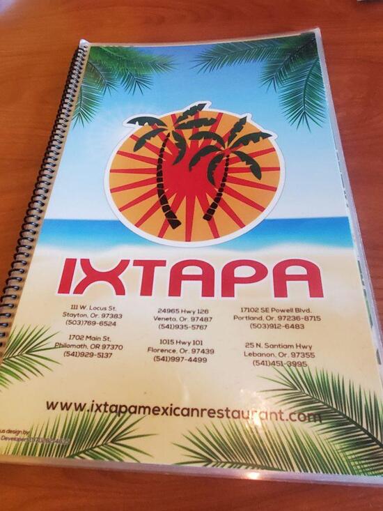 Menu at Ixtapa Mexican Restaurant, Stayton