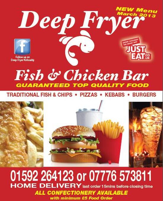 Menu at Deep Fryer fast food, Kirkcaldy