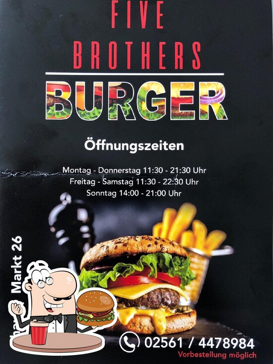 Menu at Five Brothers Burger restaurant, Ahaus