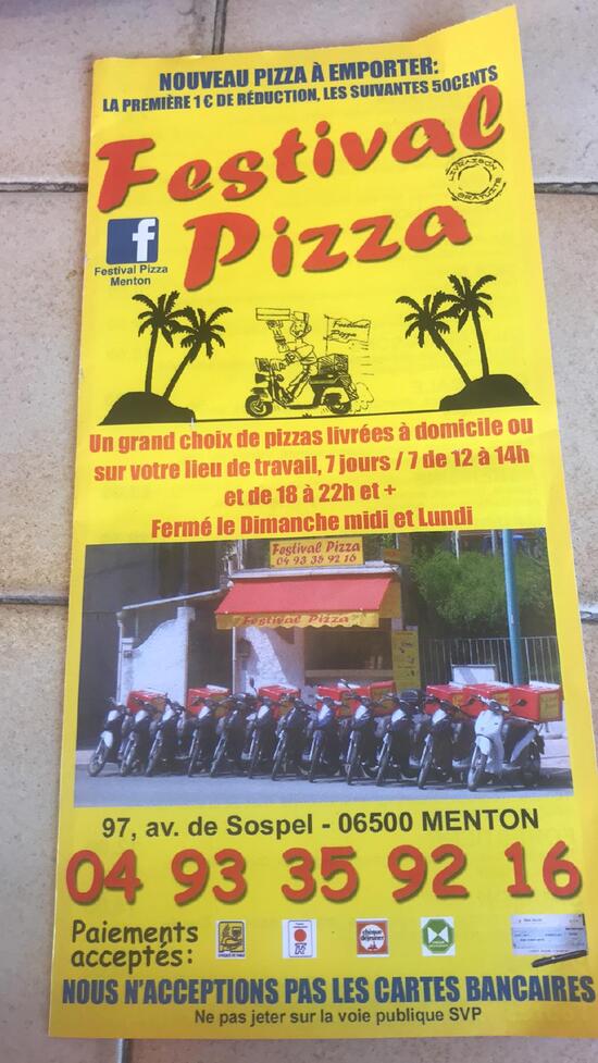 Festival Pizza pizzeria, Menton Restaurant reviews