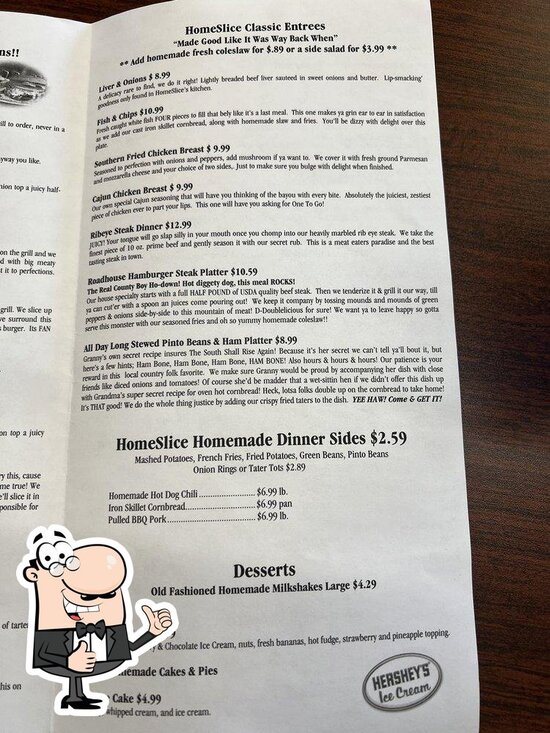 Menu at Home slice restaurant, Abingdon