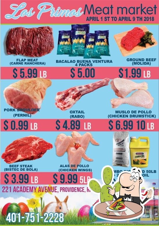 Carta de Los Primos Meat Market, Providence