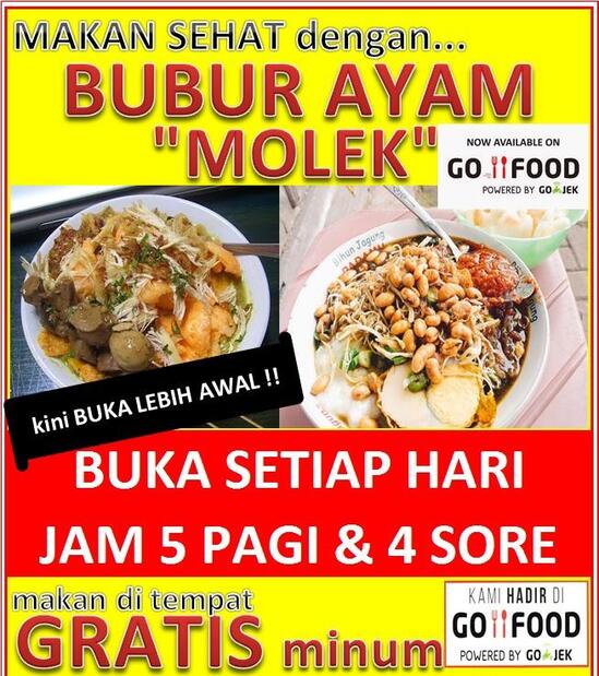 Menu at Bubur Ayam Molek restaurant, Bekasi