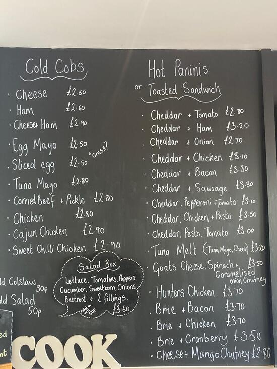 Menu at Marie's Sandwich Bar, Draycott
