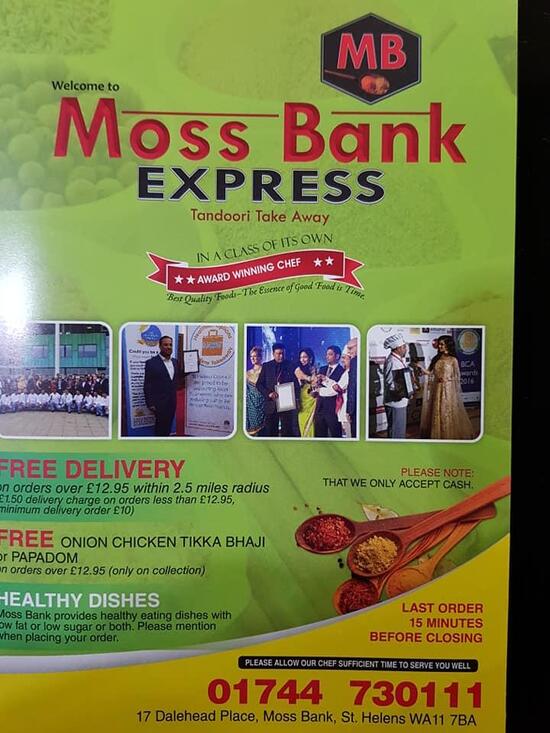 Menu at Moss Bank Express restaurant, St Helens