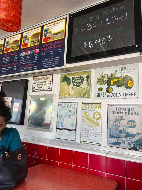 Menu at Root Beer King restaurant, Lamont, Main St