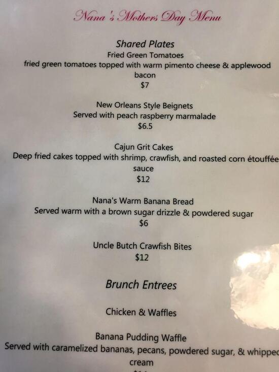 Menu at Nana's Chicken-N-Waffles restaurant, Conyers