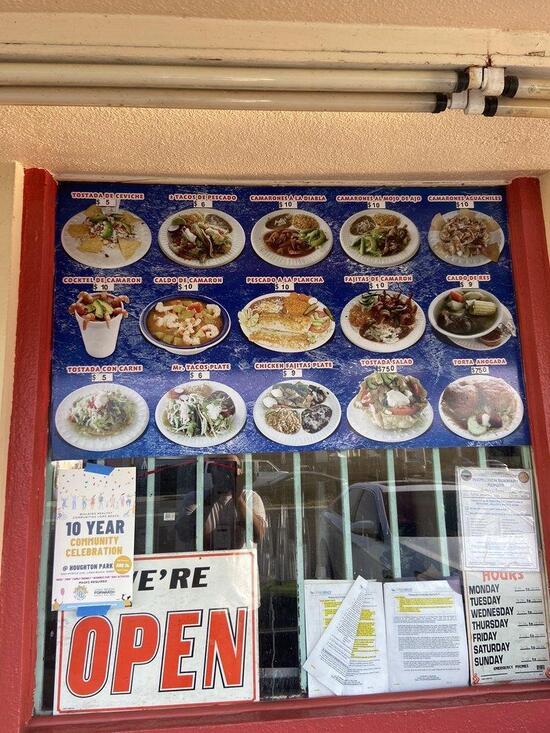 Menu at Rivera's Tacos restaurant, Long Beach