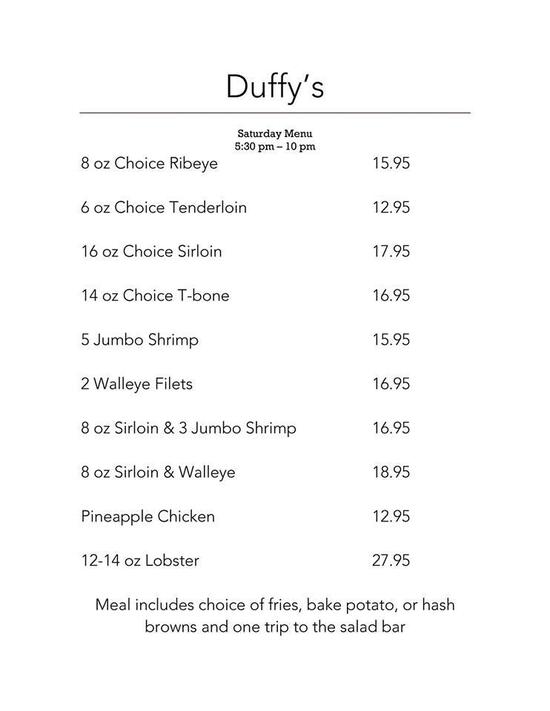 Duffy's Bar in Hoople Restaurant menu and reviews