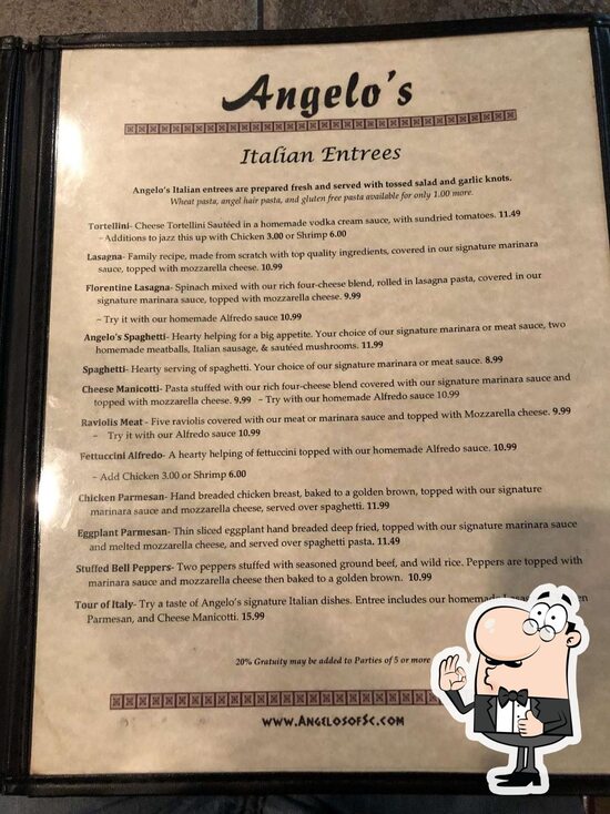 Menu at Angelo's Greek and Italian pizzeria, Batesburg-Leesville