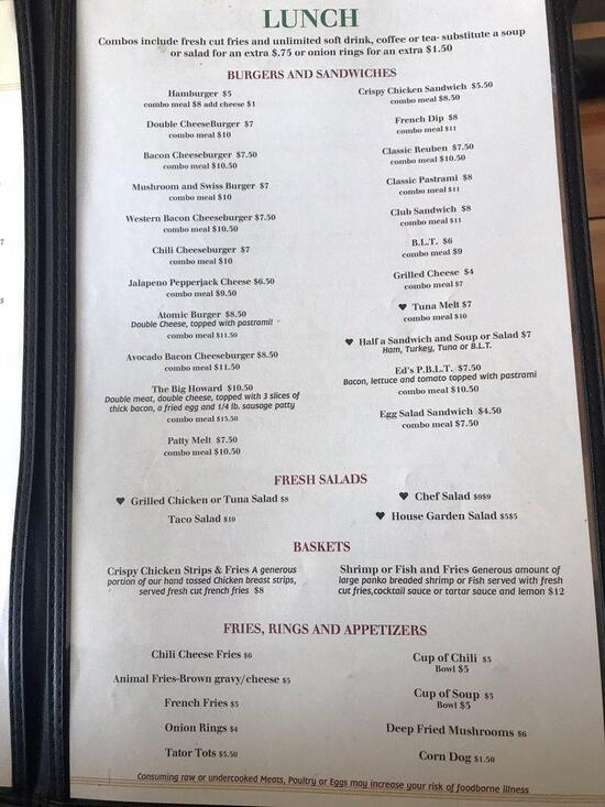 Menu at Antler Grill restaurant, Bly