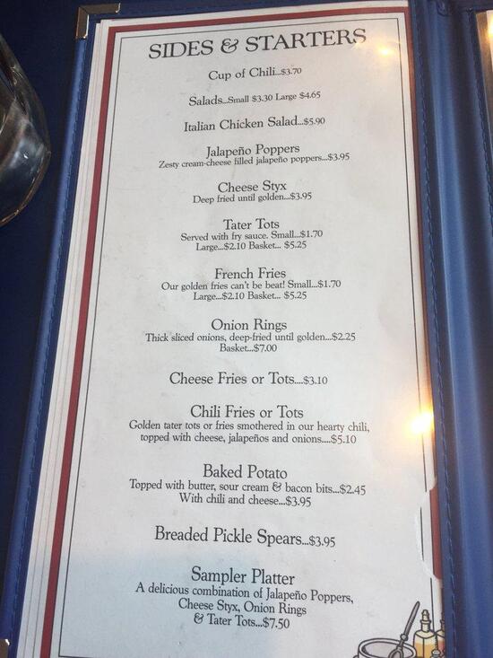 Menu at Rupe's Burgers restaurant, Blackfoot