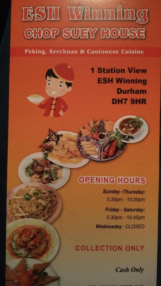 Menu at Esh Winning Chop Suey House fast food, Esh Winning