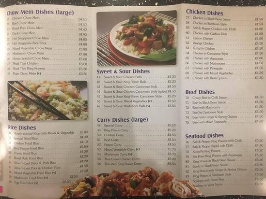 Oriental Garden Chinese Restaurant Thetford Menu